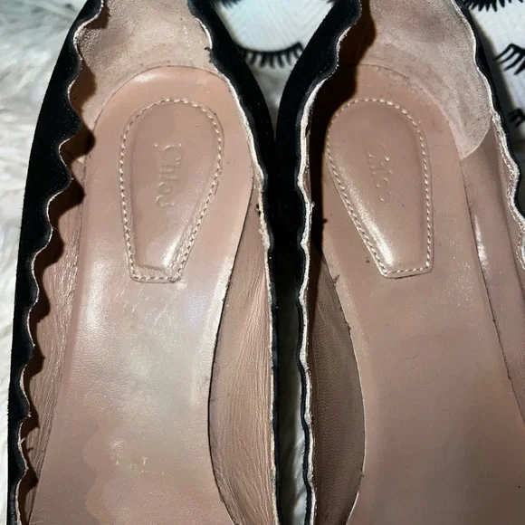 Chloe Black Scalloped Flats - Picture 2 of 5